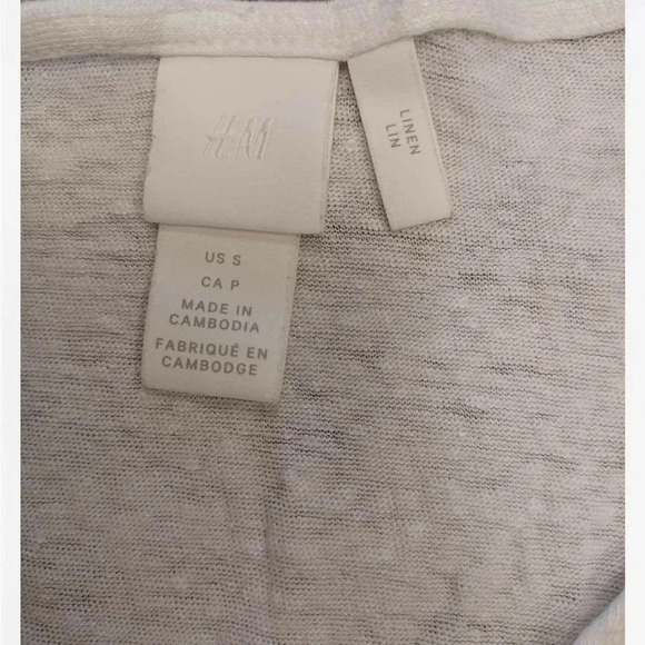 H&M  100% Linen White T Shirt Size Small - Picture 9 of 9